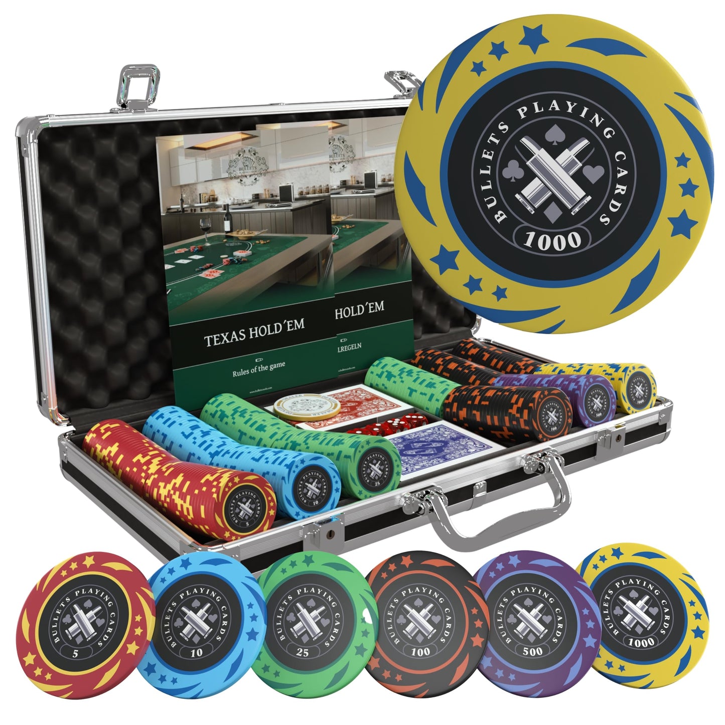 Pokerset Janice mit 300 Chips und Dealerbutton, 300 Chips