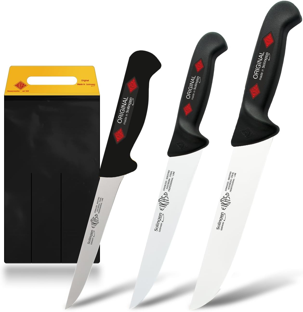 3-teiliges Metzgermesser-Set, Schwarz