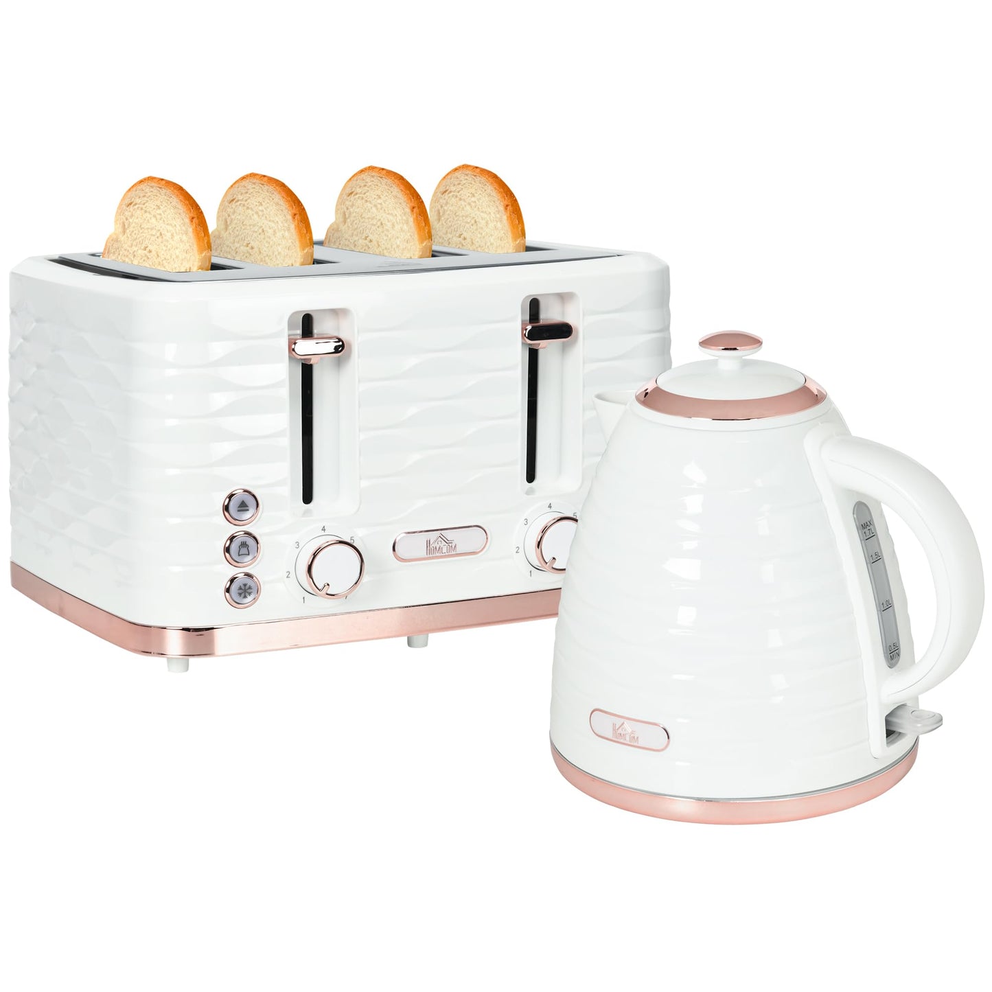 Frühstücks-Set: Wasserkocher & 4-Scheiben-Toaster, Cremeweiss