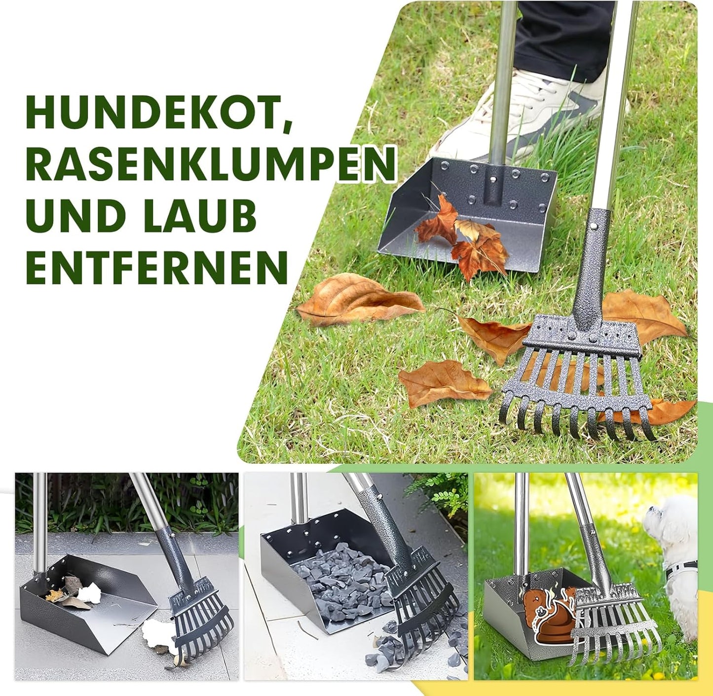 Hundekotschaufel mit Harke