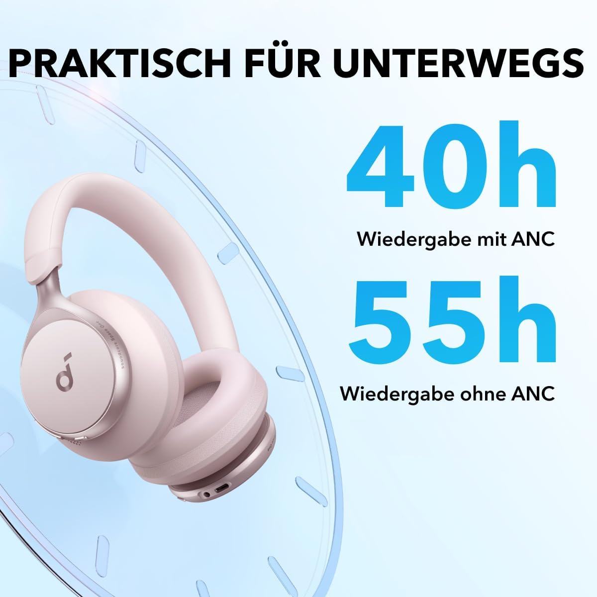 Space One Noise Cancelling Kopfhörer, Rosa