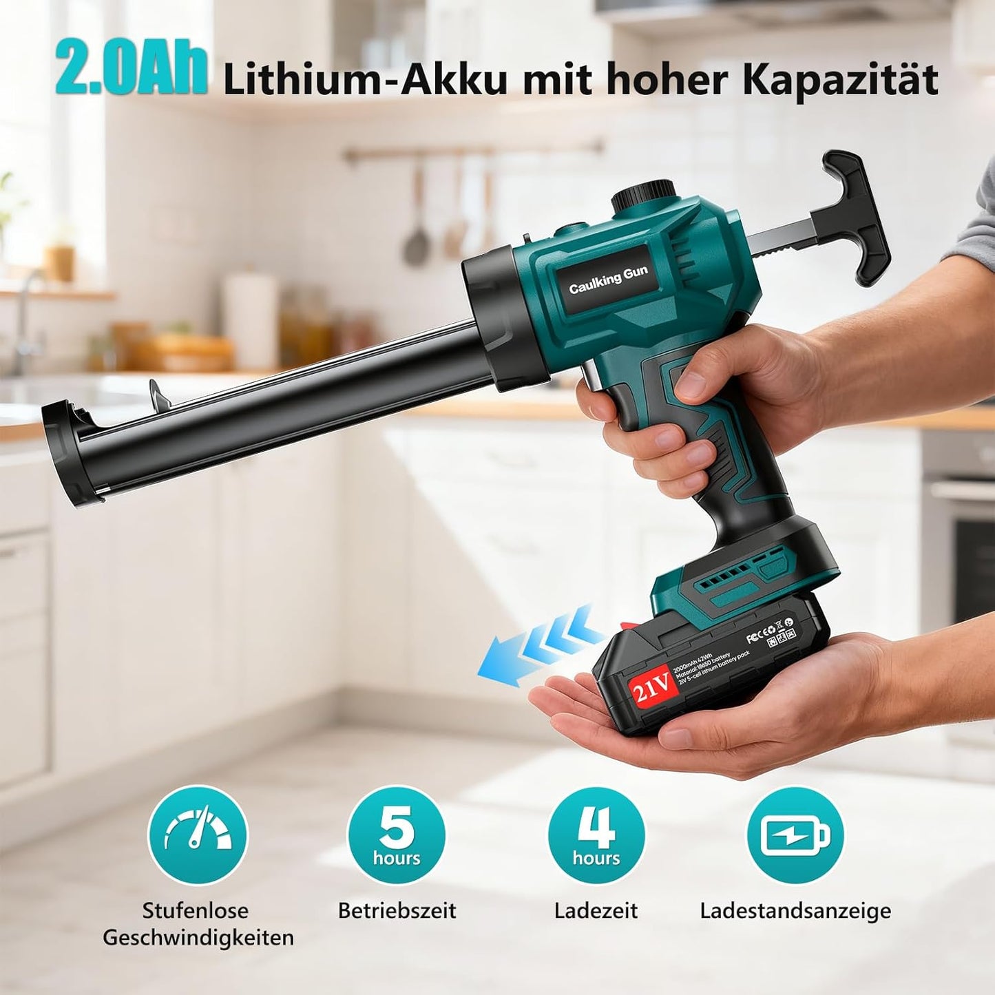 Akku-Kartuschenpresse mit LED-Licht