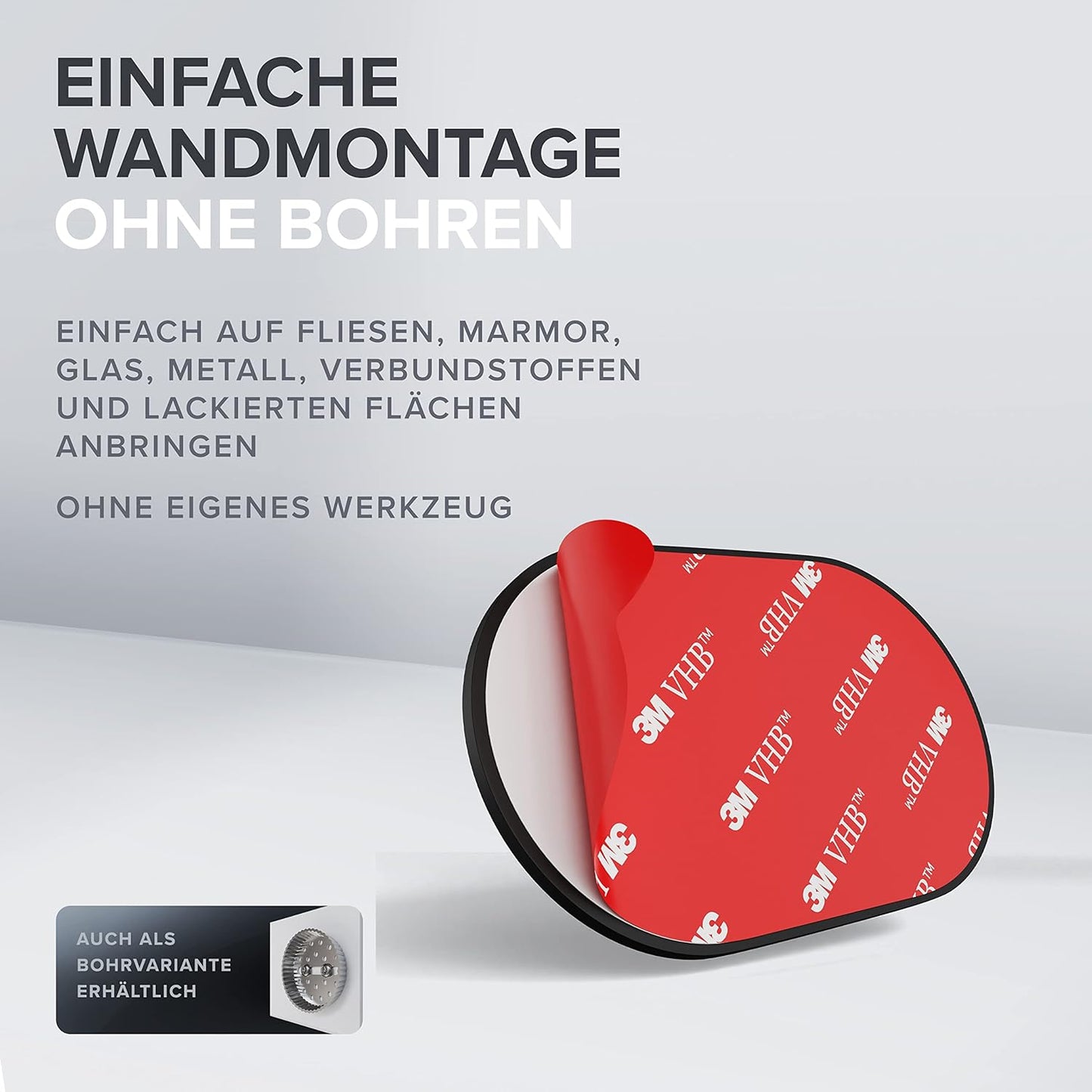 Haartrocknerhalter zur Wandmontage ohne Bohren, Schwarz Zum Kleben