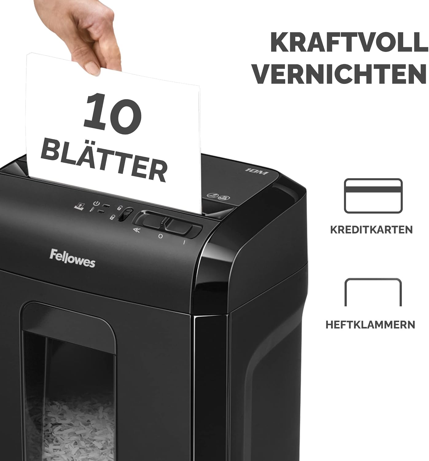 Aktenvernichter Powershred 10M, 10M – 10 Blatt – Mikro Cut – 19 Liter Papierkorb 19-Liter-Auffangbehälter