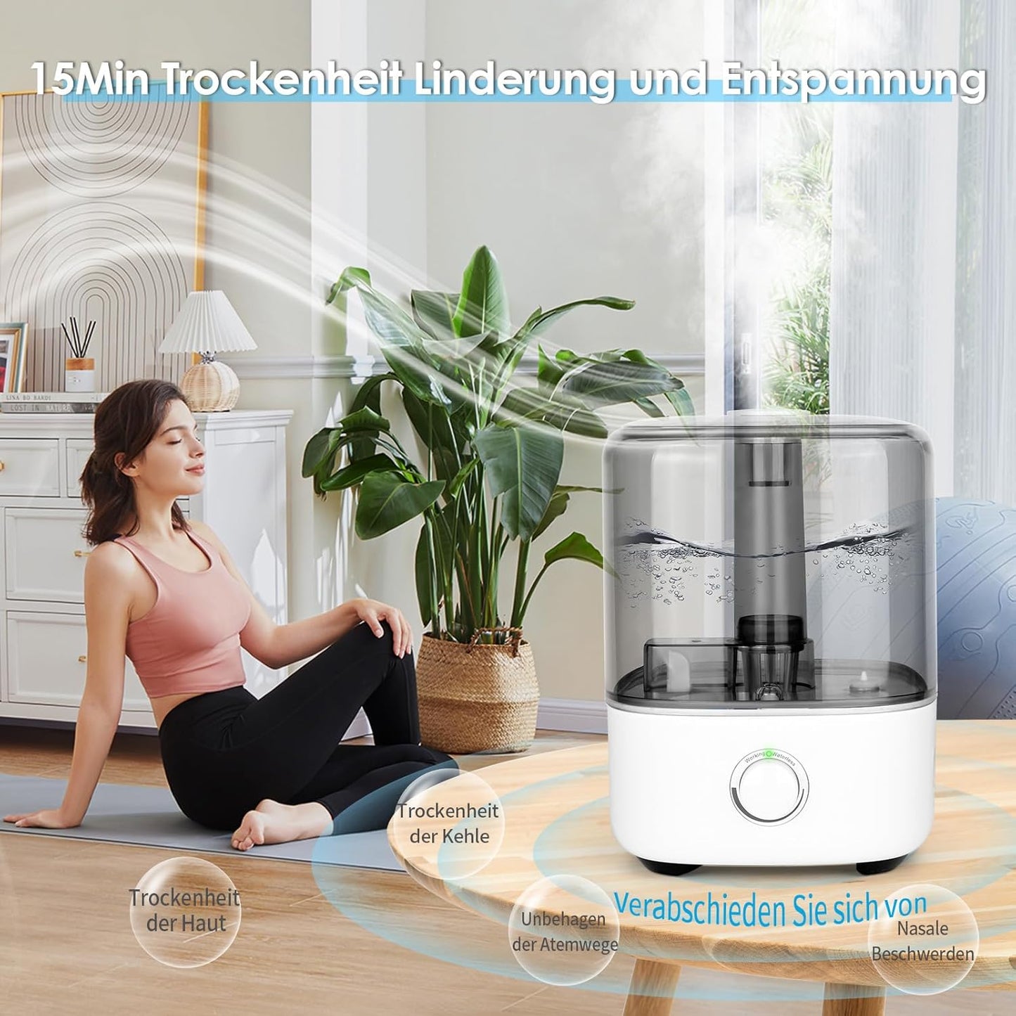 Ultraschall-Luftbefeuchter mit Top-Fill und 360° Düse