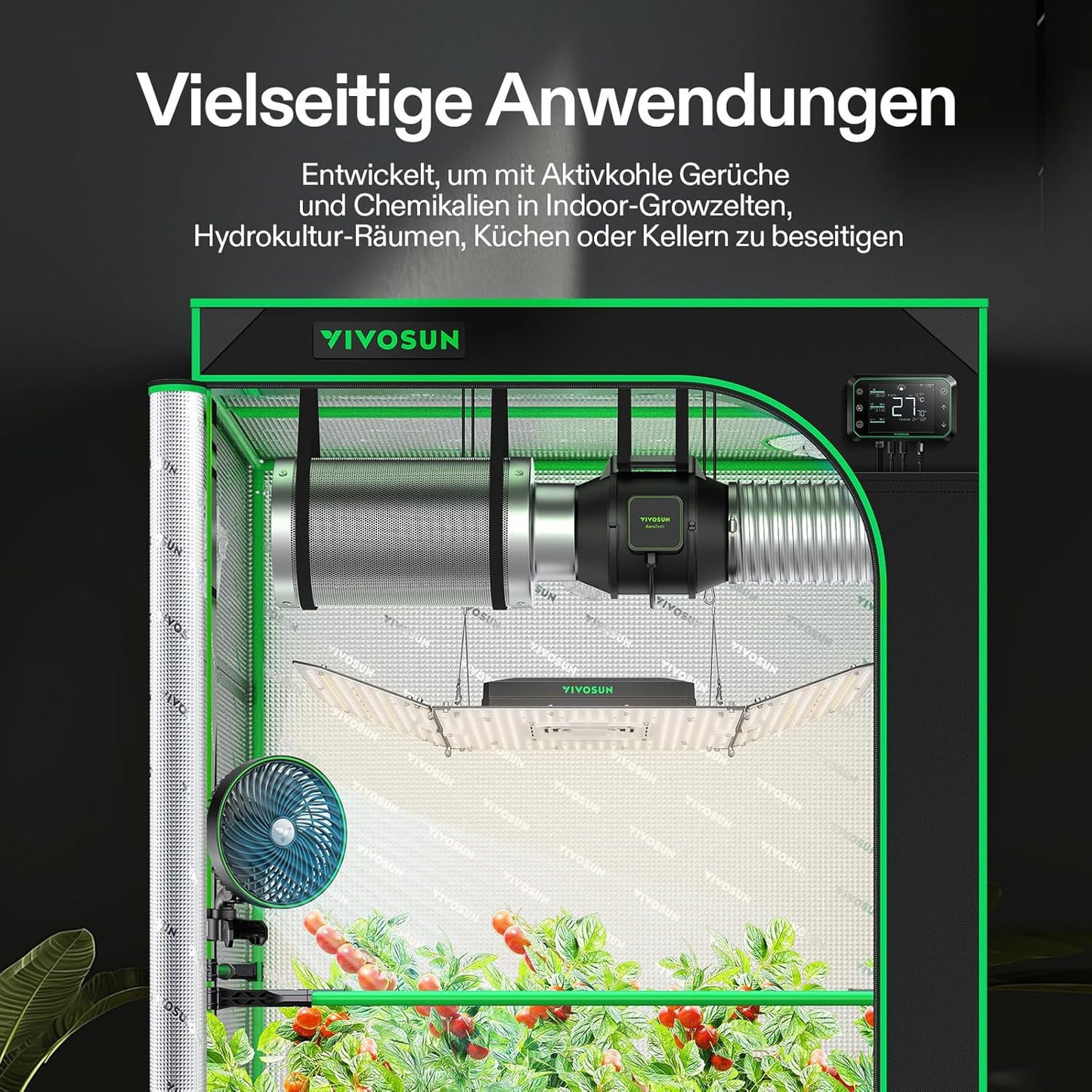 Aktivkohlefilter für Growzelte, 100mm/4 Inch Silber