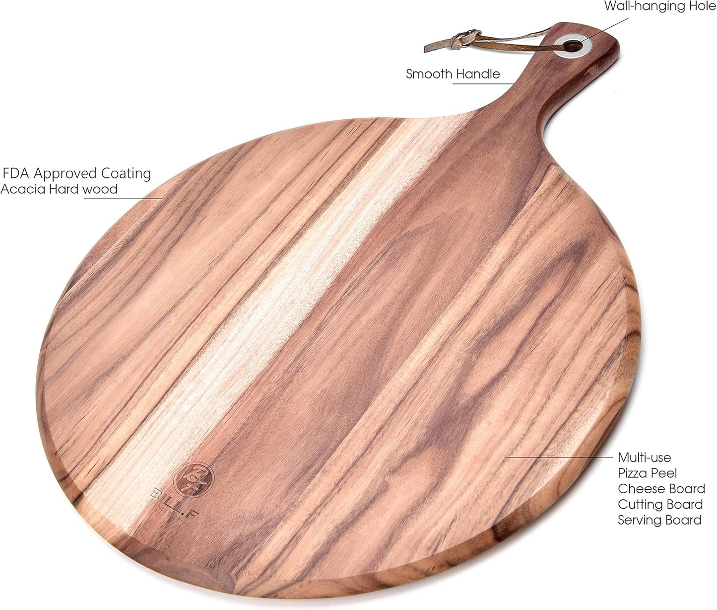 Pizzateller & Pizzabrett aus Akazienholz, 40.6L x 30.5B cm