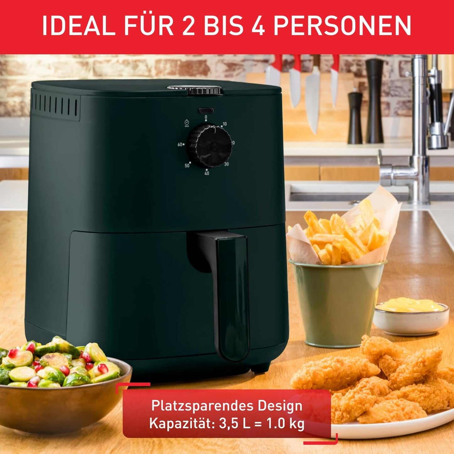 Easy Fry Essential Heissluftfritteuse, 3,5 L – Manuell mit Timerfunktion / Forest