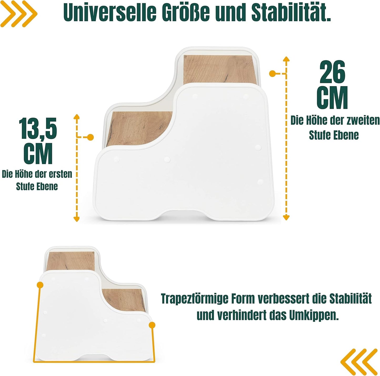 Tritthocker für Kinder, Weiss + Eiche