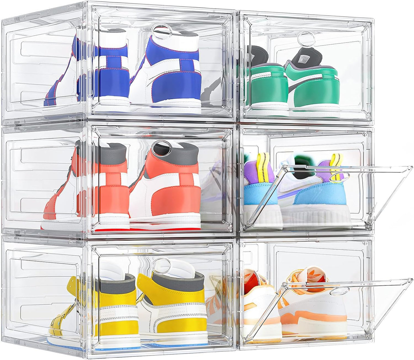 6er-Set Stapelbare Schuhboxen, 6 Stück Weiß