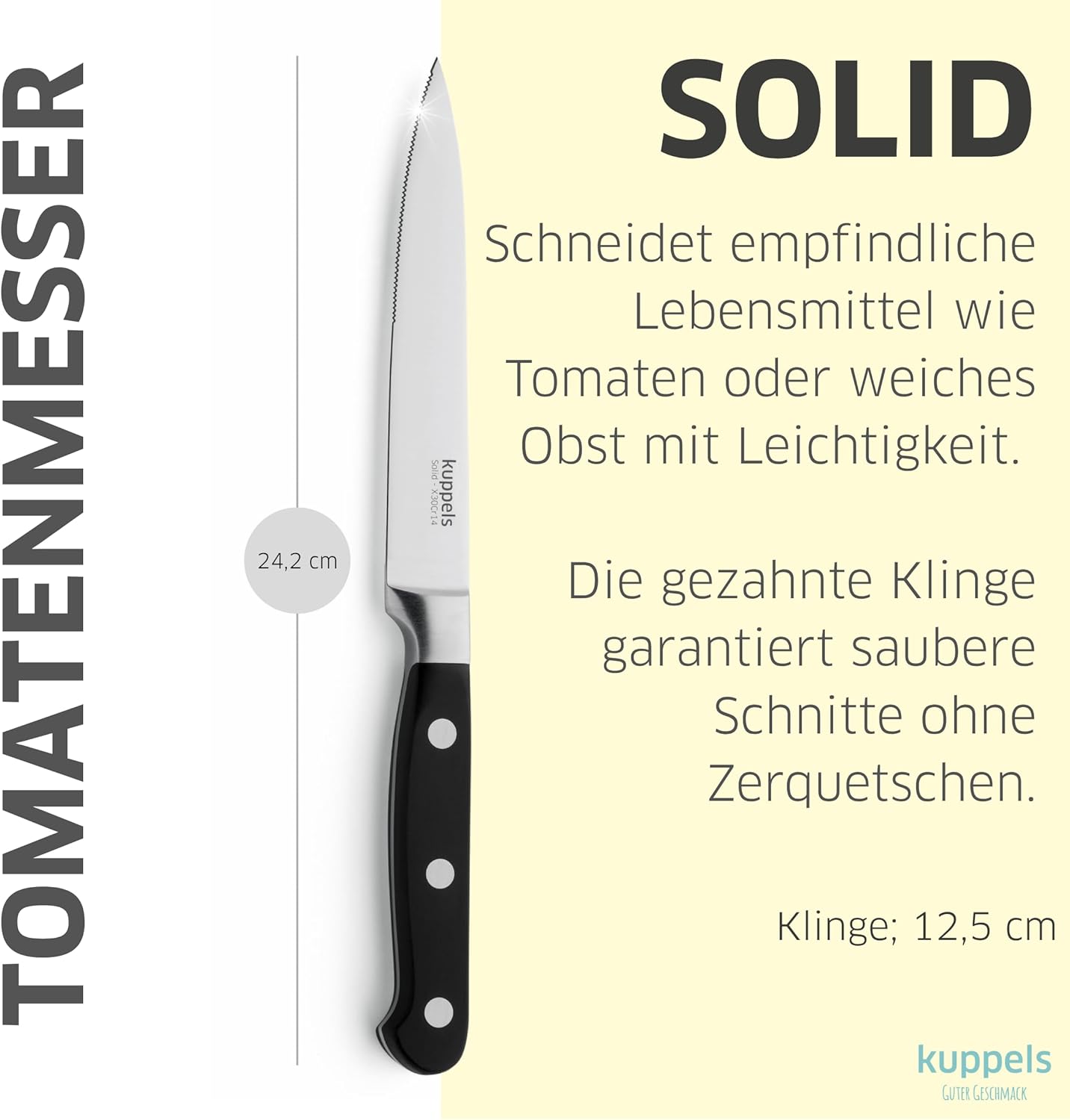Solid Küchenmesser-Set, Küchenmesser Set 3tlg