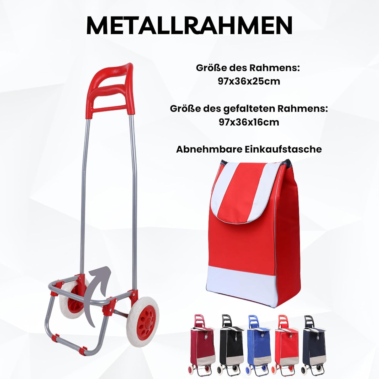 Klappbarer Einkaufstrolley mit Rollen (40 Liter), Blau