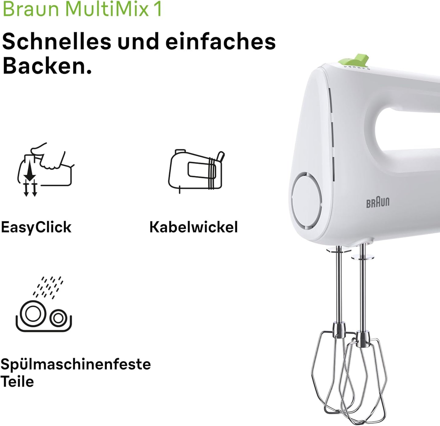 MultiMix 1 HM1110, Weiss MultiMix 1 - inkl. Schneebesen & Knethaken