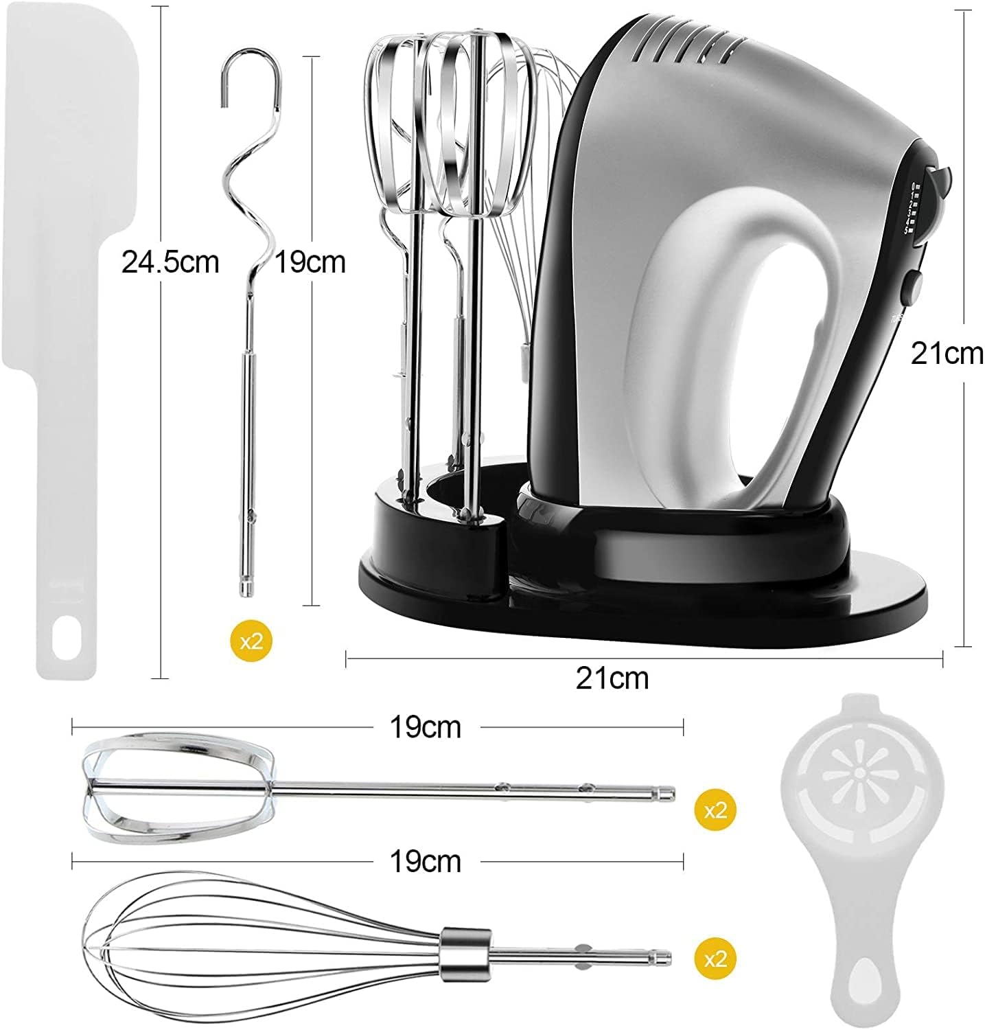 Handmixer mit Zubehör-Set, Silbergrau