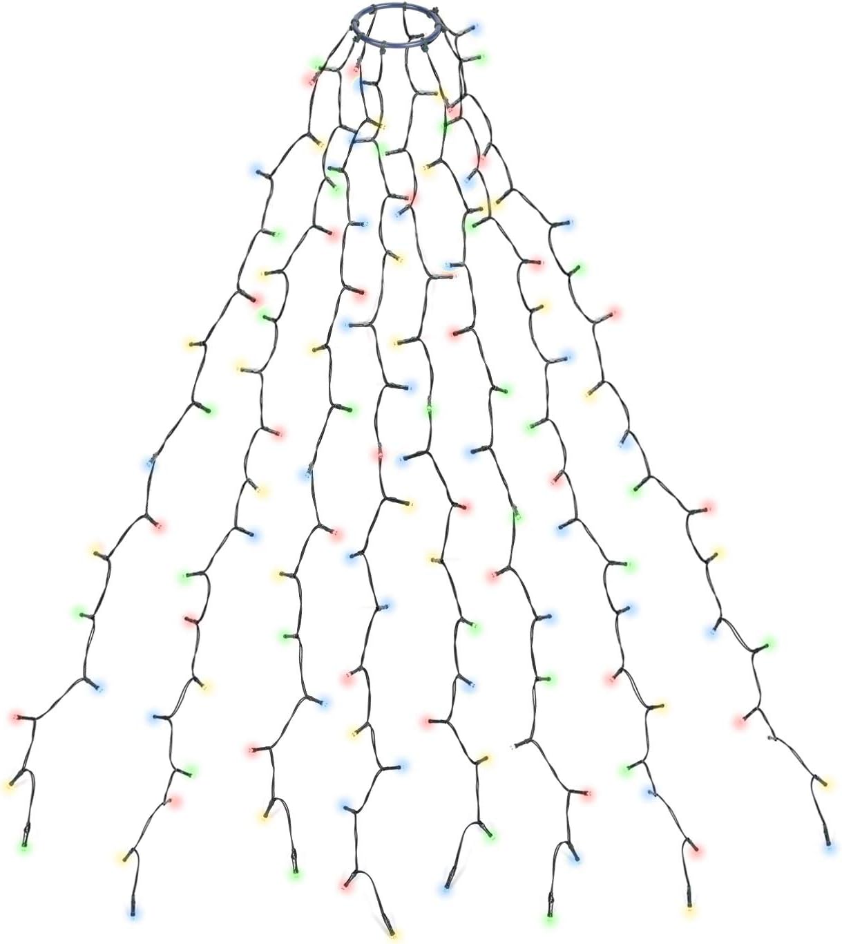 Christbaumbeleuchtung mit Ring und 8 Girlanden, Bunt / 2m