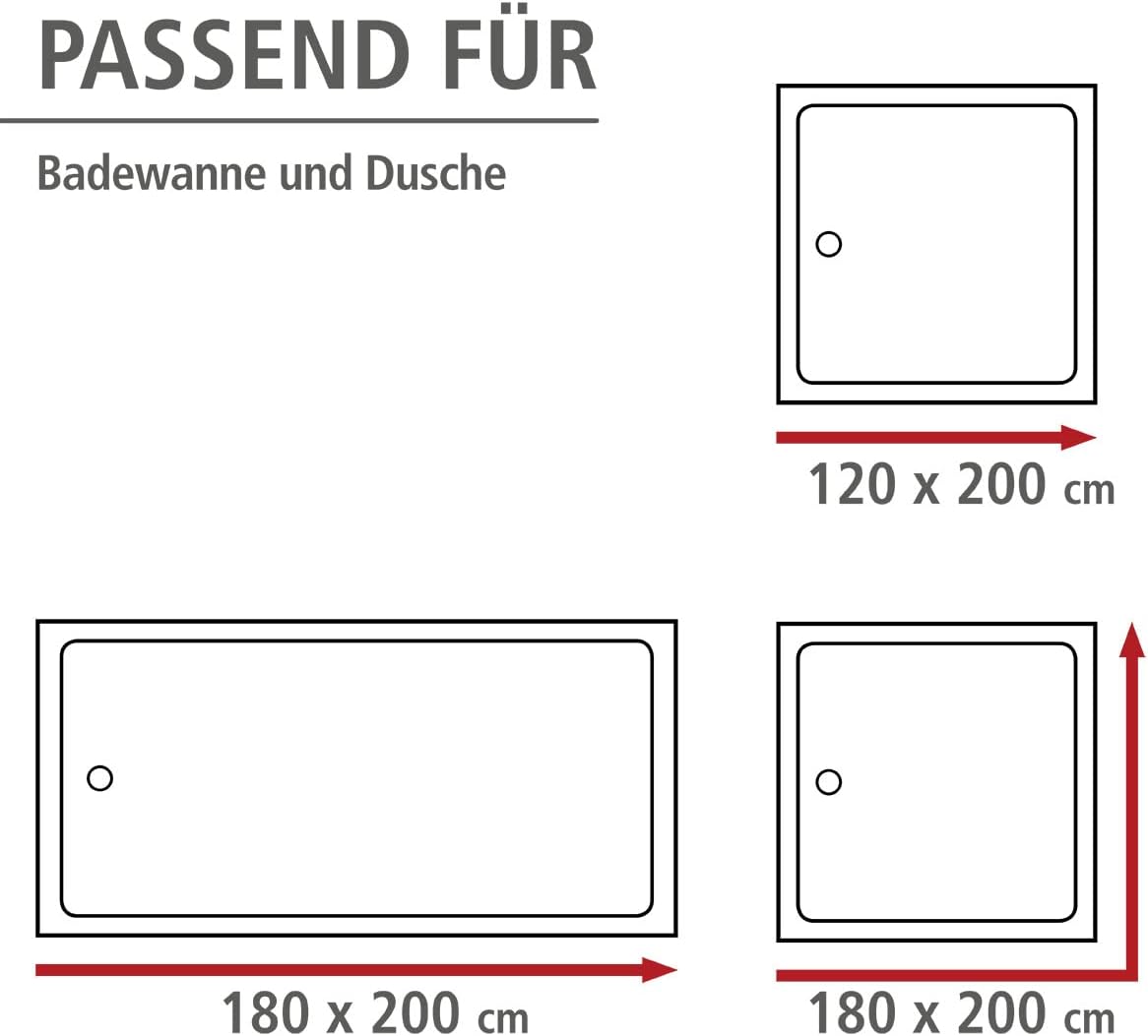 Anti-Schimmel Duschvorhang Astera mit Flex-Ringen, Astera