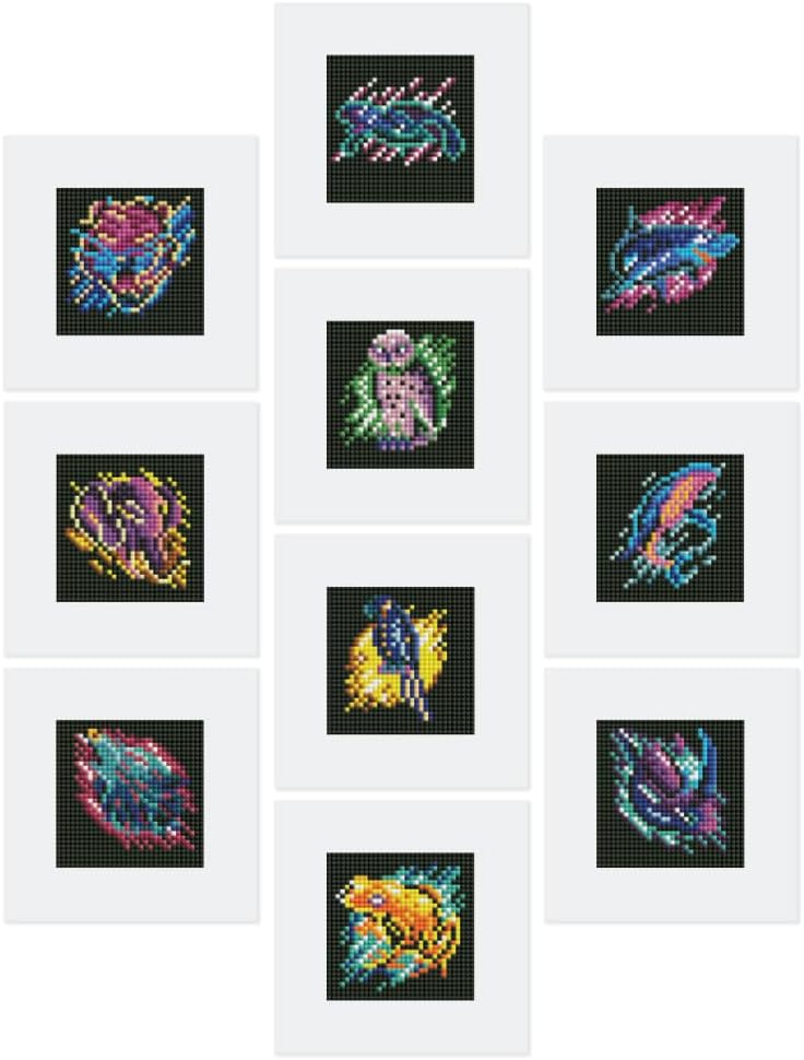 Mini Serie Diamond Painting Set mit 12 Stück, Tiere PROBLEMYOUMUSTCHECK