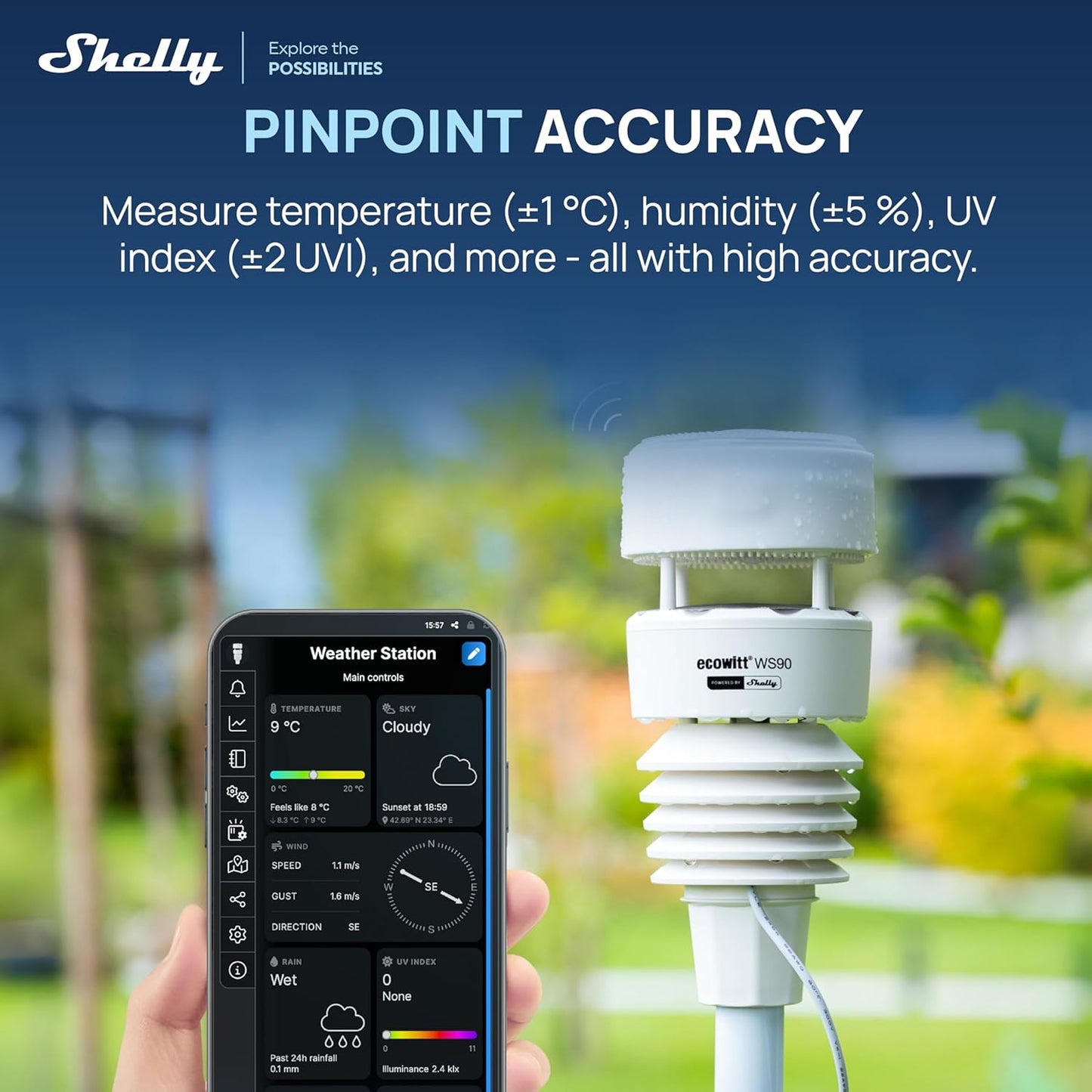 7-in-1 Smart Wetterstation Ecowitt mit UV- & Regenmessung