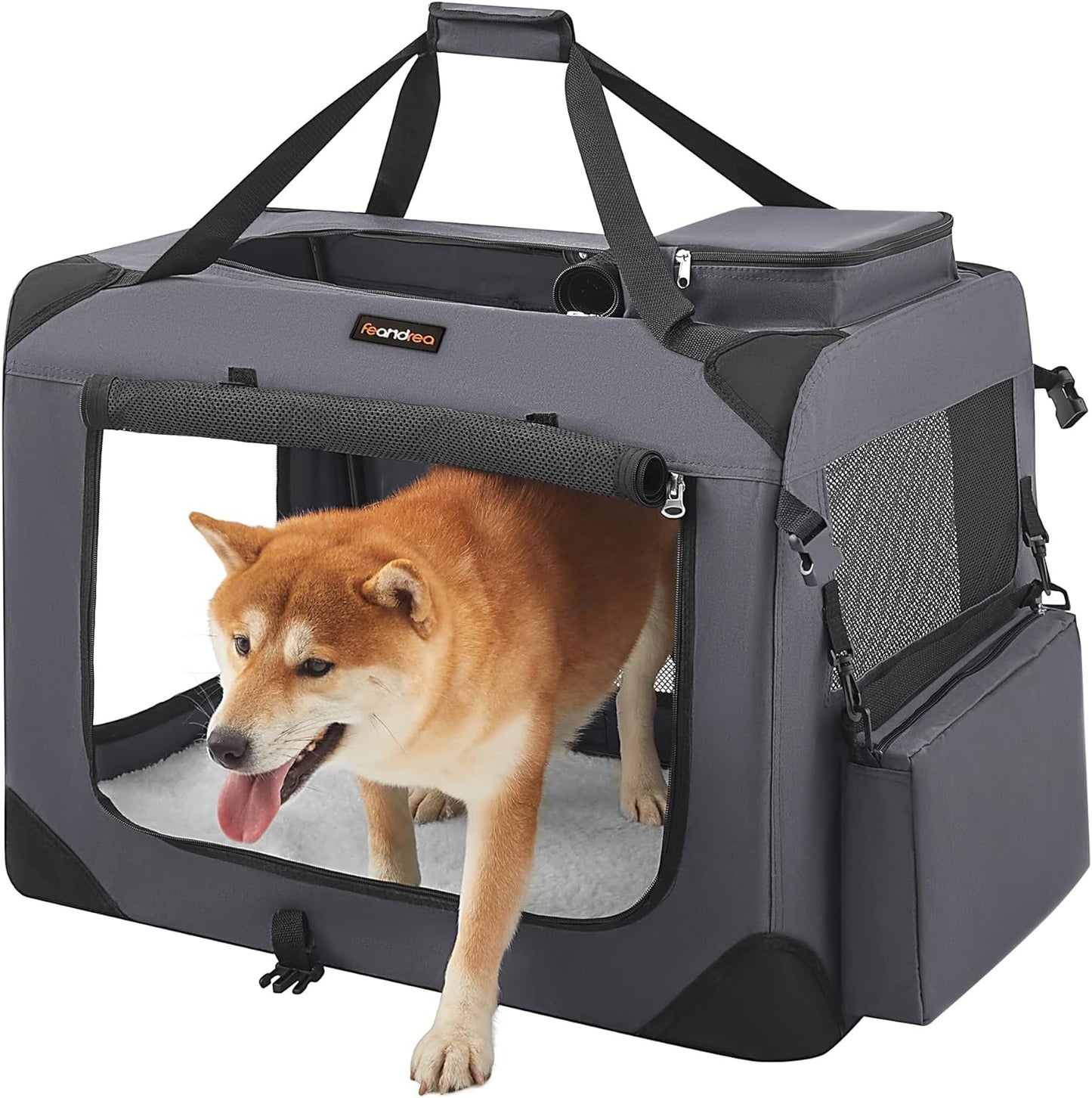 Faltbare Hundebox PDC70GY, Grau L 70 x B 52 x H 52 cm