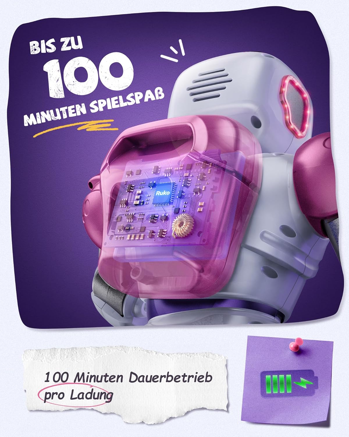 Intelligenter programmierbarer RC-Roboter für Kinder, Pink + Lila