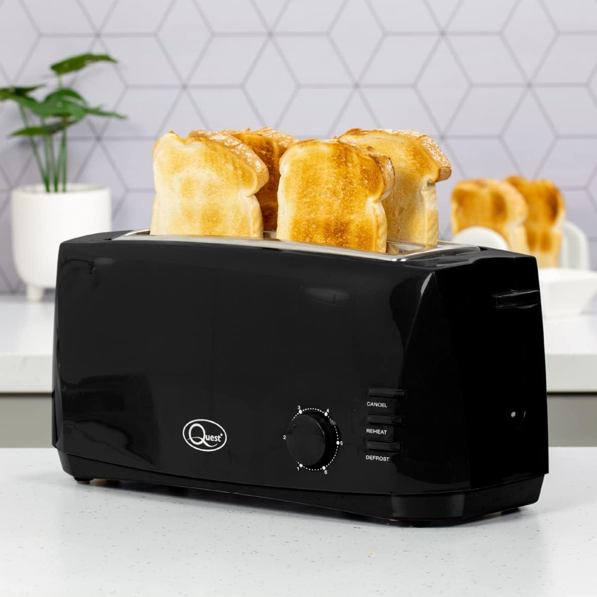 4-Scheiben Langschlitz-Toaster mit Auftaufunktion