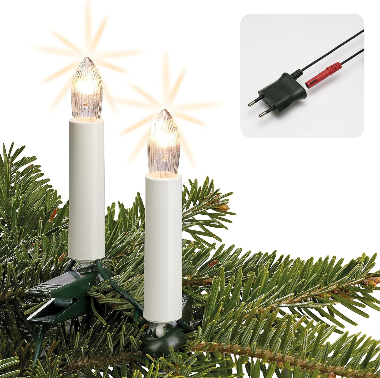 Weihnachtsbaum Riffelkerzenkette (15-teilig), 12,8 m (15 BS) / Filament