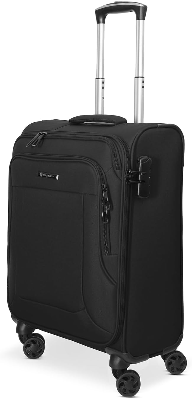 Handgepäck Trolley mit 4 Rollen und Zahlenschloss, Schwarz Koffer S (55 cm)