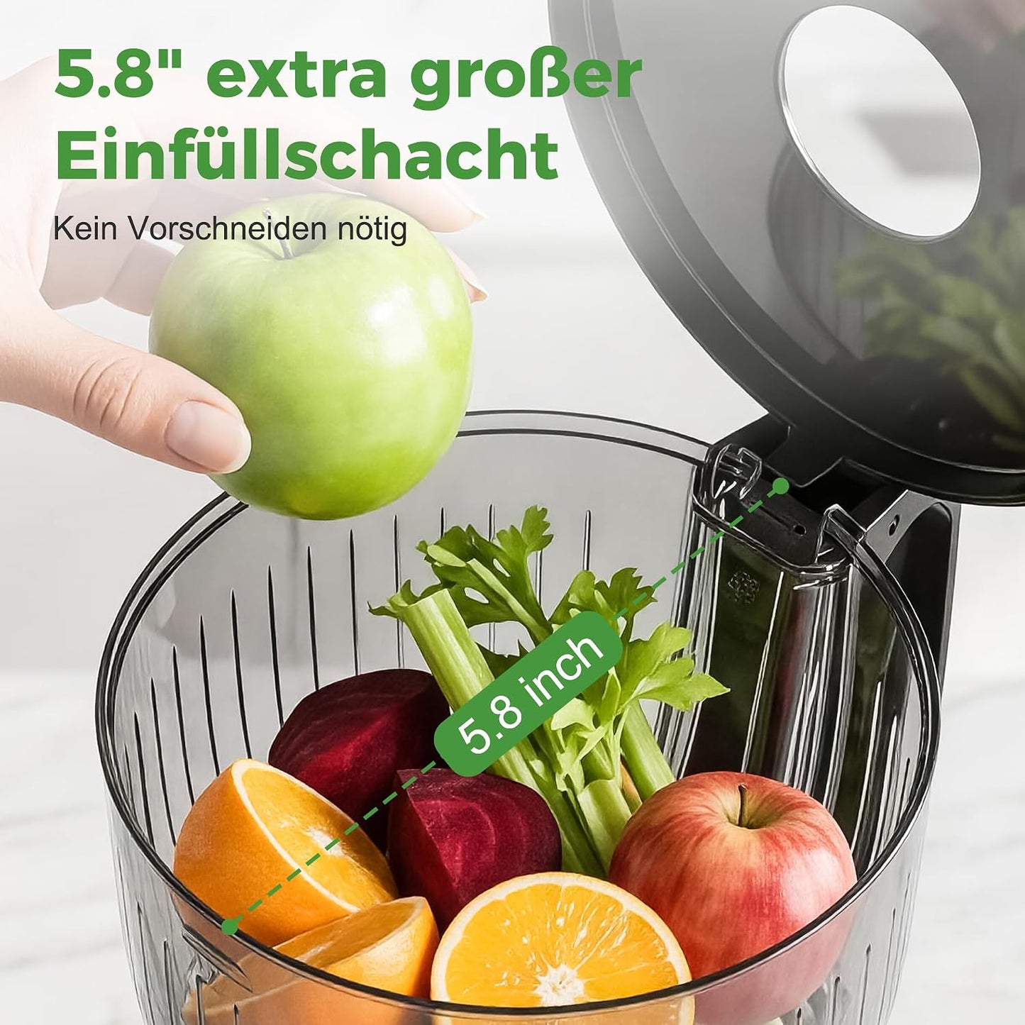 Slow Juicer mit grossem Einfüllschacht