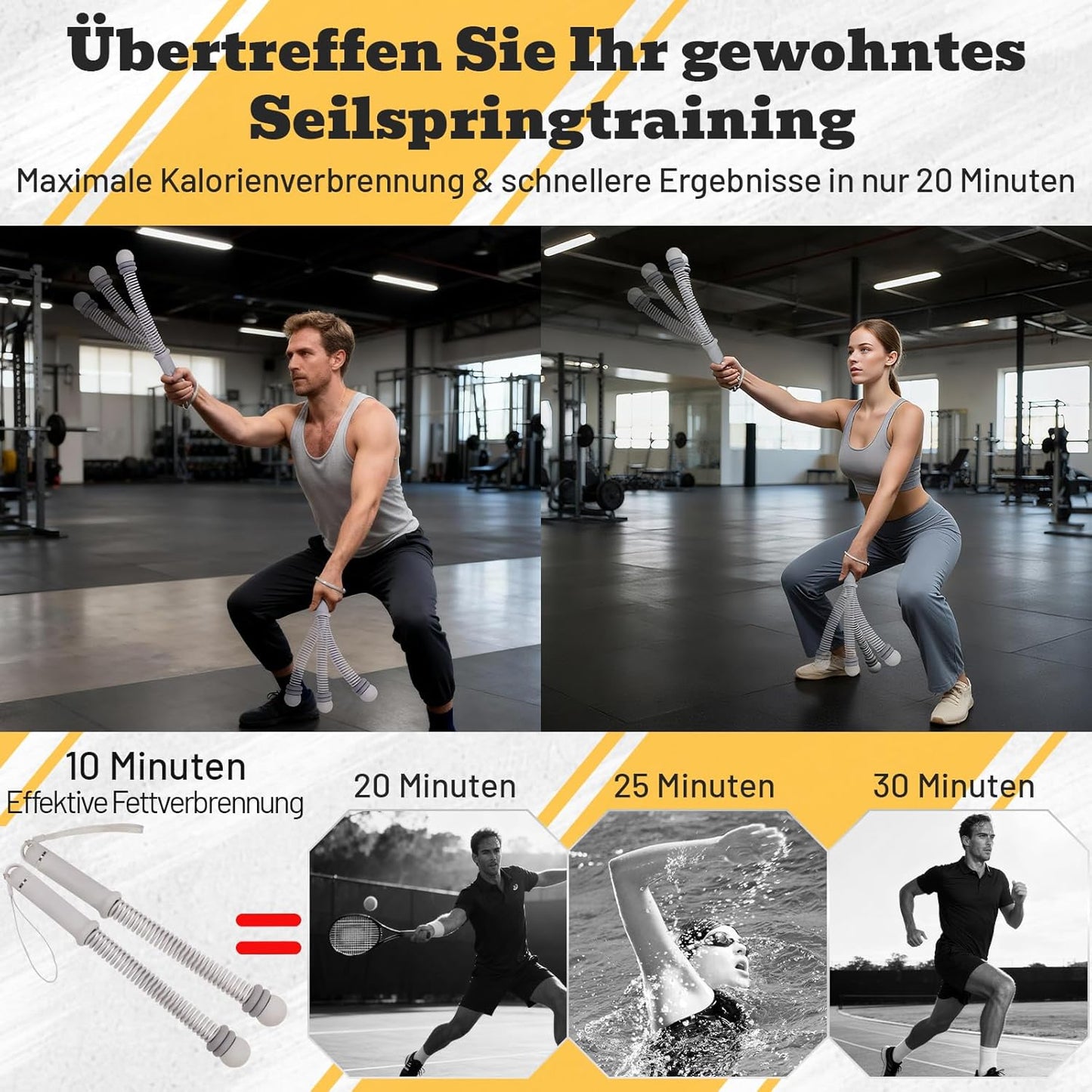 Verstellbare Battle Ropes, Grau
