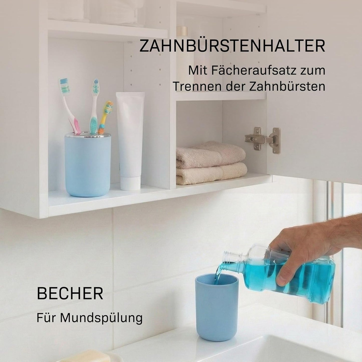6-teiliges Badezimmer-Zubehörset, Hellblau