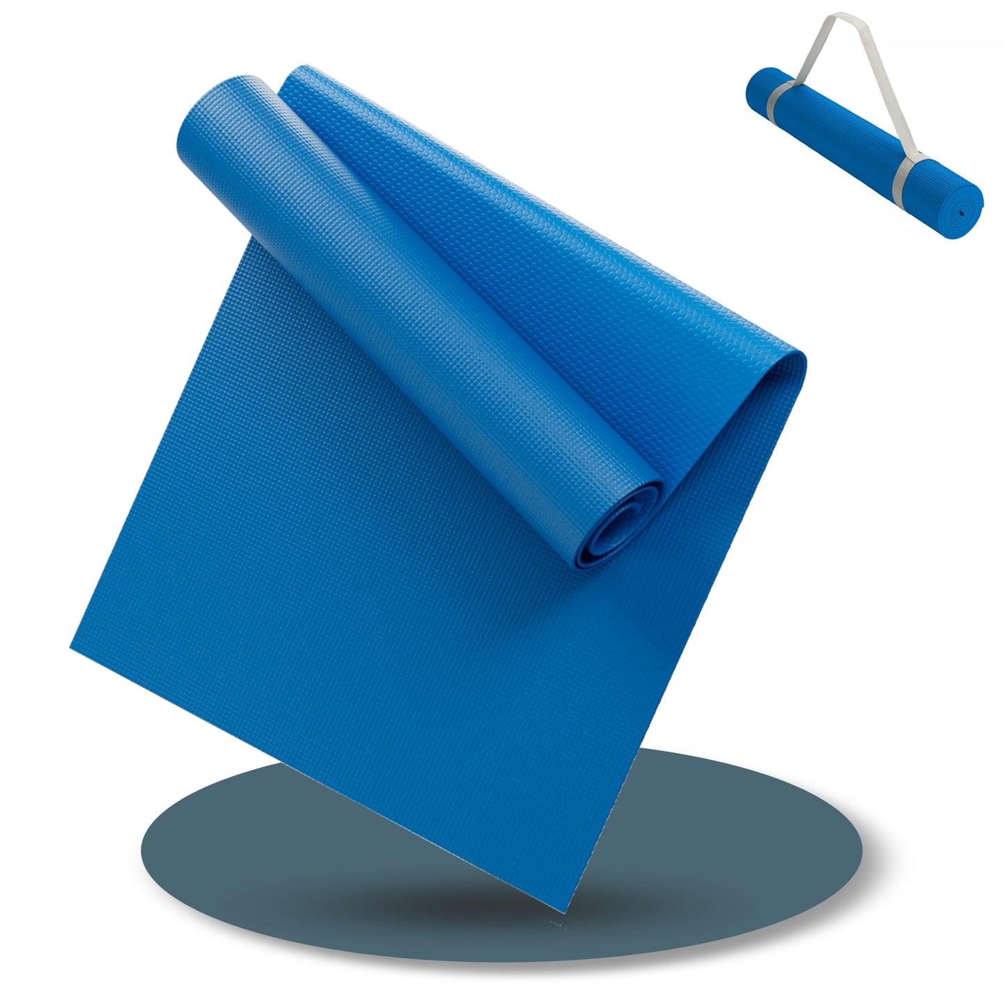 Yogamatte mit Tragegurt, 60 x 180 cm Blau