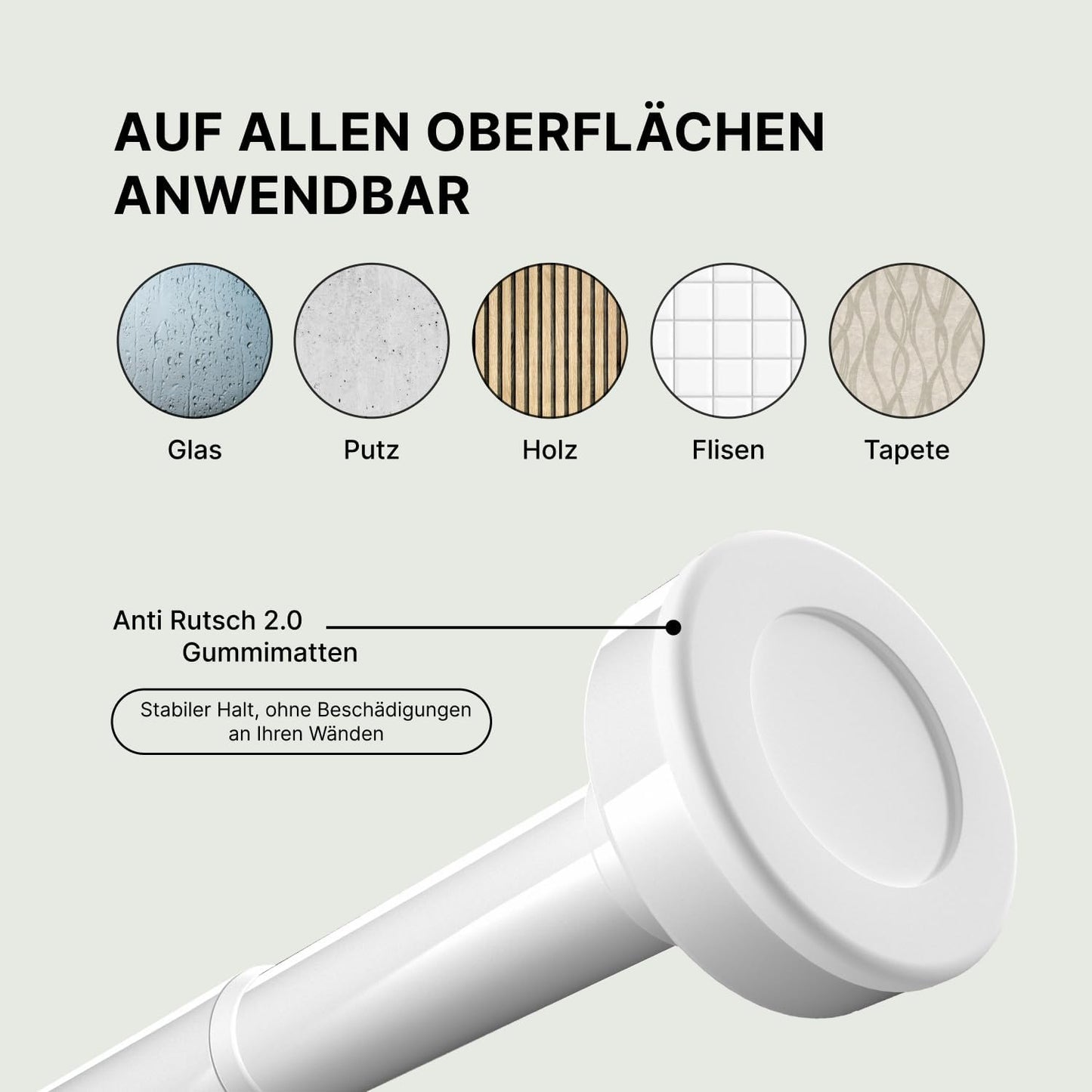 Klemmstange für Gardinen, 50-80cm [1Stück] Weiss