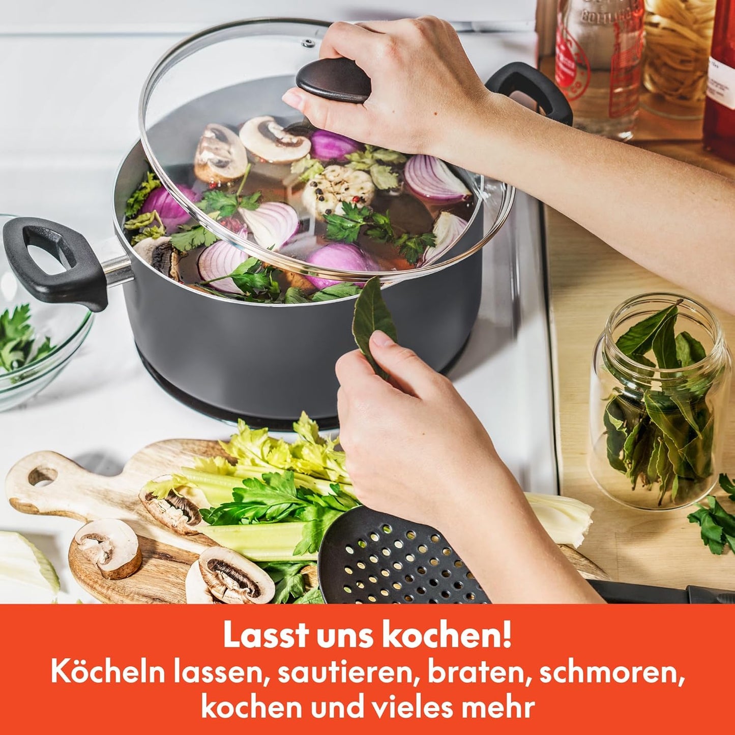 Antihaft-Kochgeschirr-Set, 21 Piece Set Schwarz