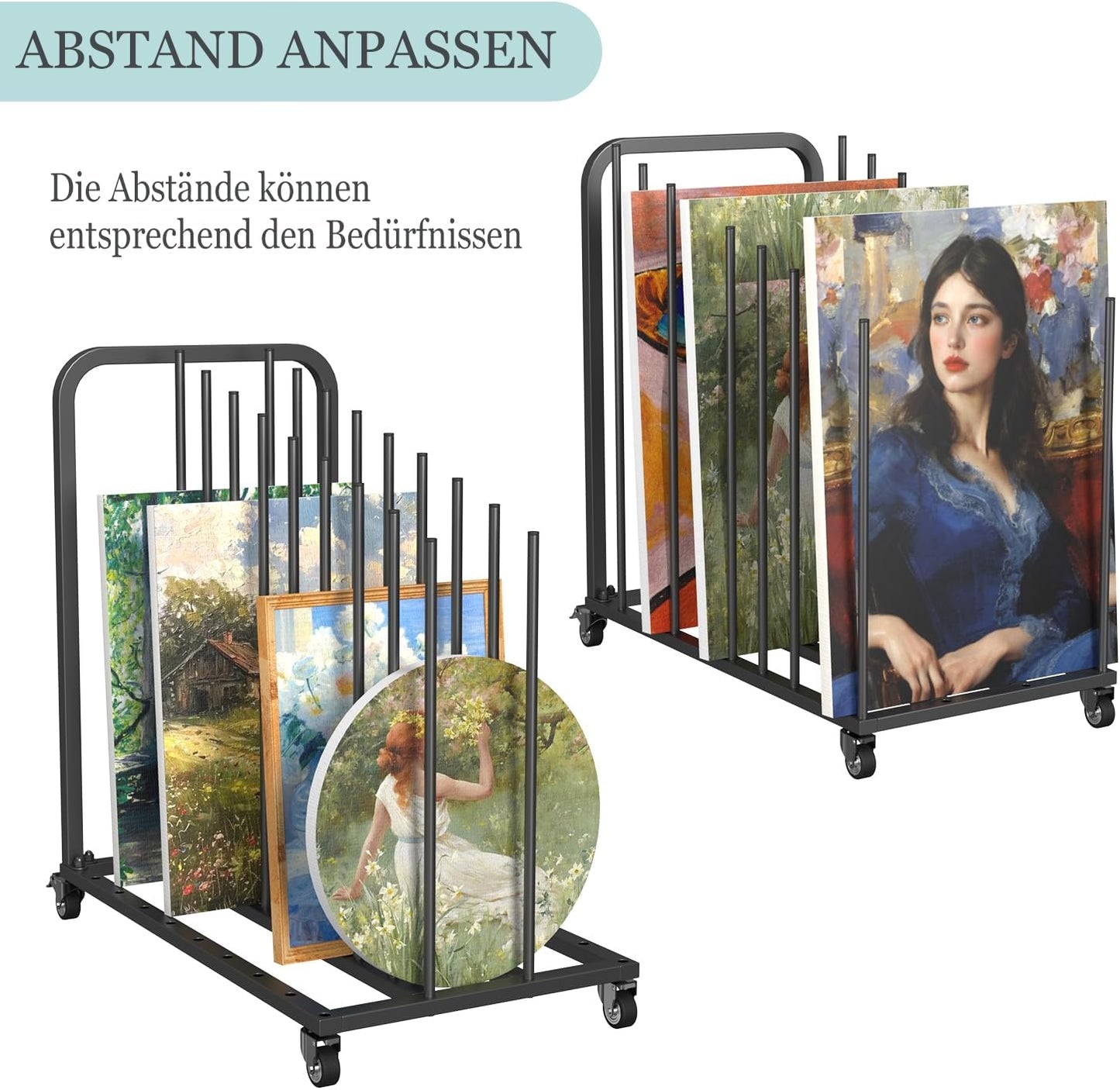 Mobiles Kunst-Trockengestell mit Rollen und Bremse