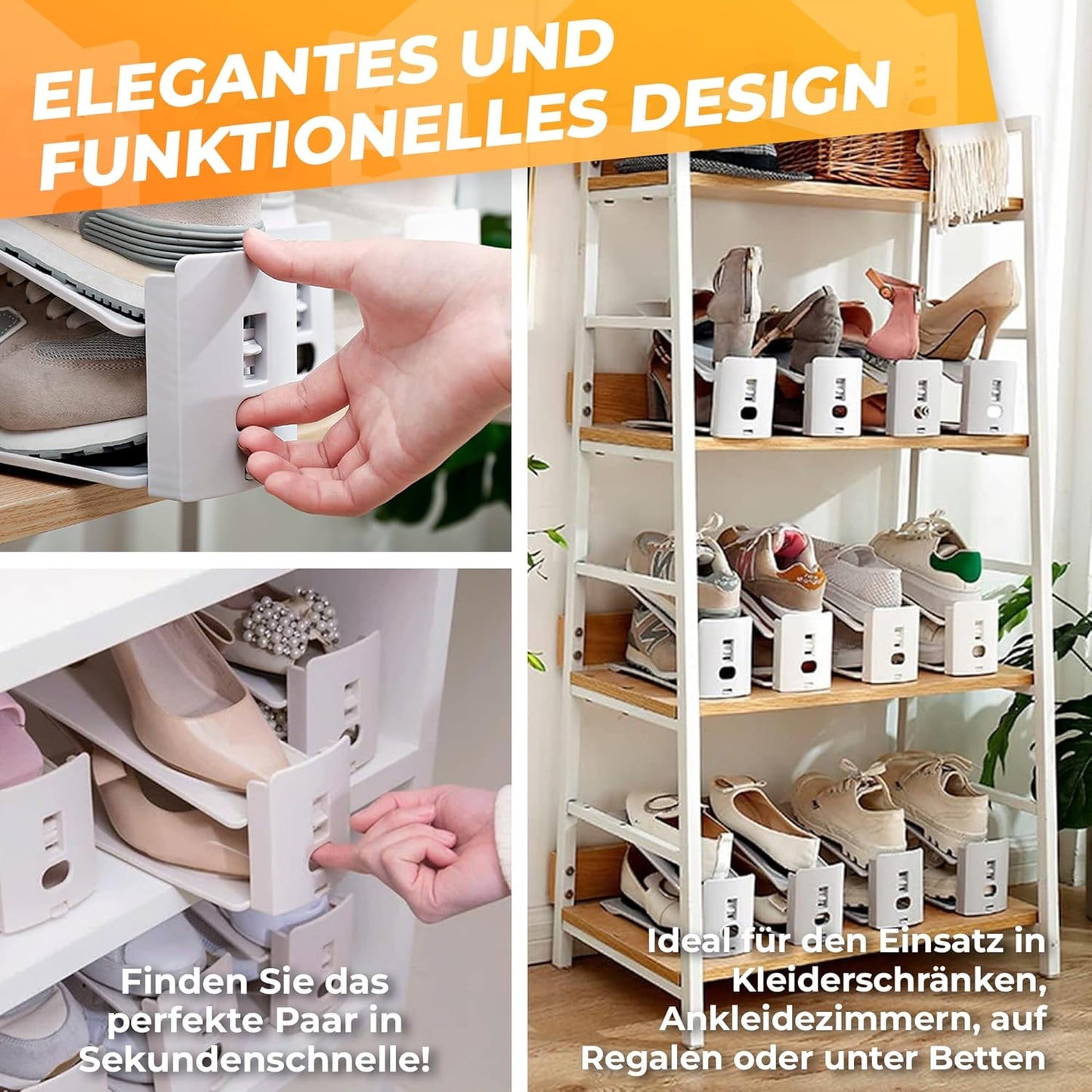 12er-Set Stapelbare Schuhorganizer, Weiß 12 Spielsteine