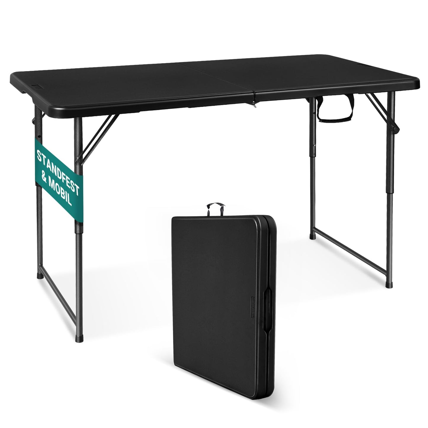 Höhenverstellbarer Klapptisch, Schwarz