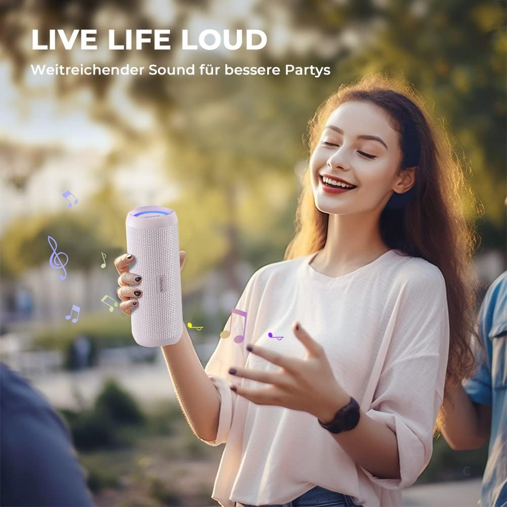 Wasserdichter Bluetooth Lautsprecher mit Licht, Rosa