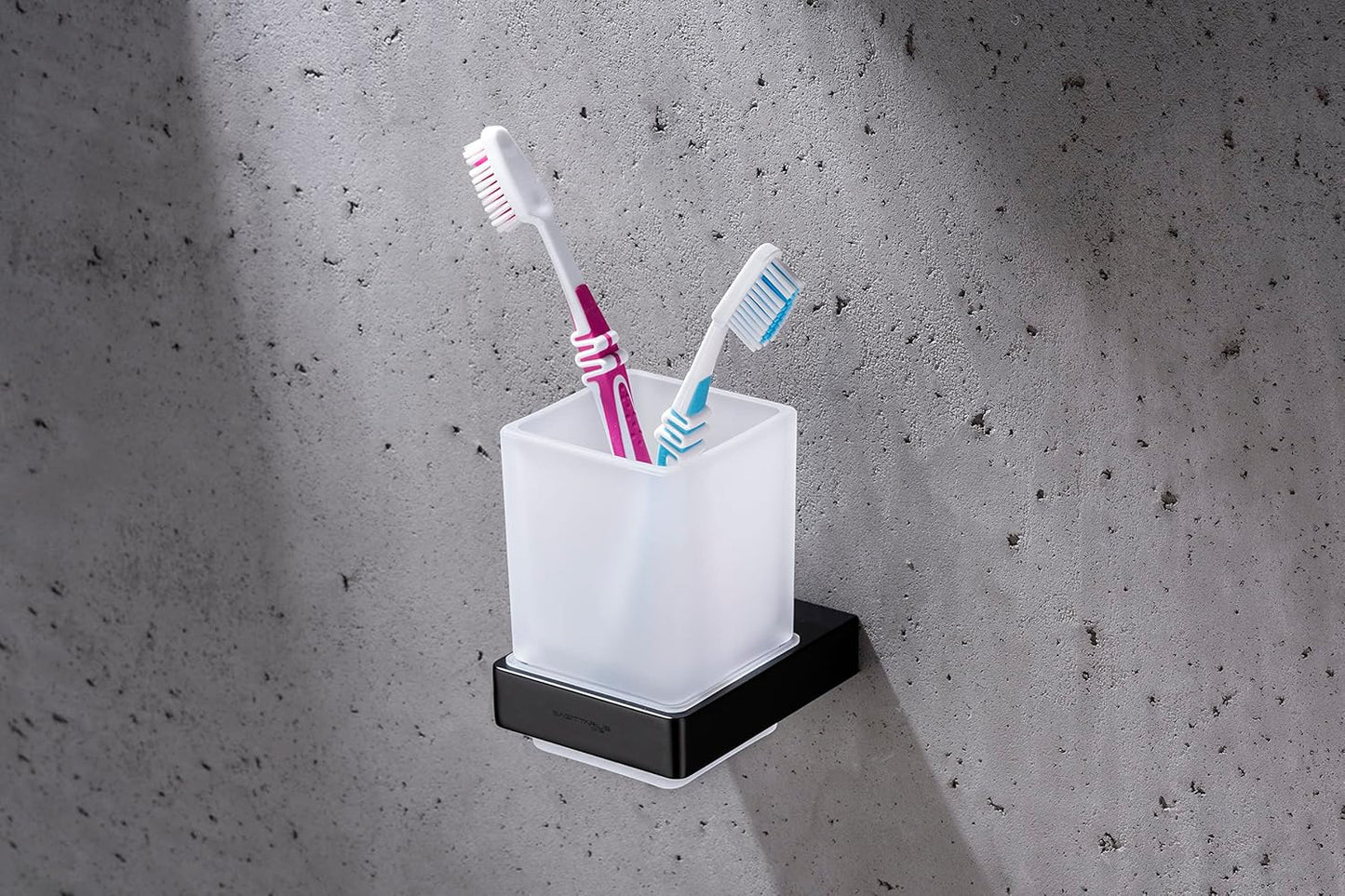 Design Zahnputzbecherhalter mit Glas, Schwarz
