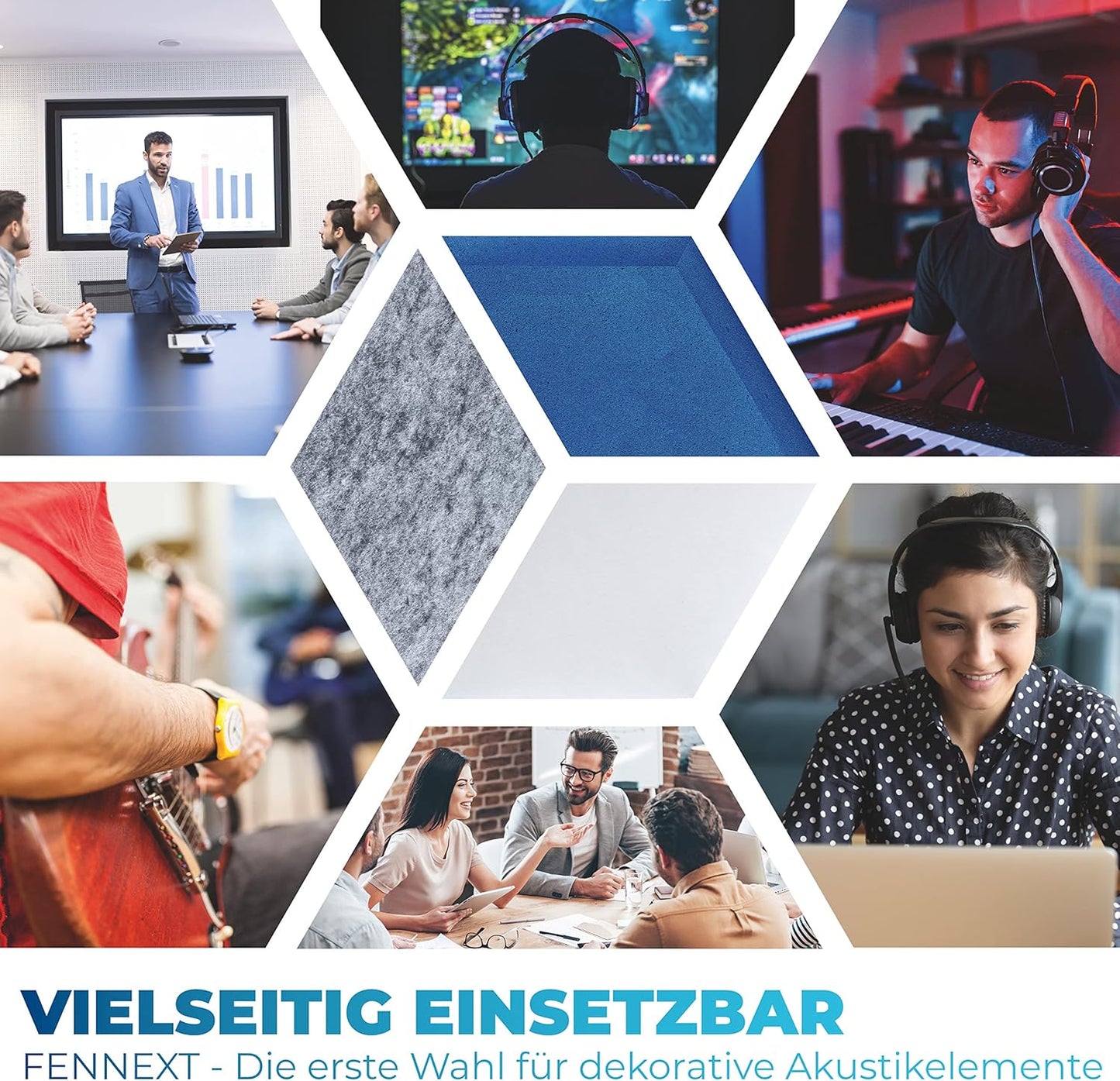 Schallabsorber Wand-Akustikbild, Starterset "HYBRID BLAU"