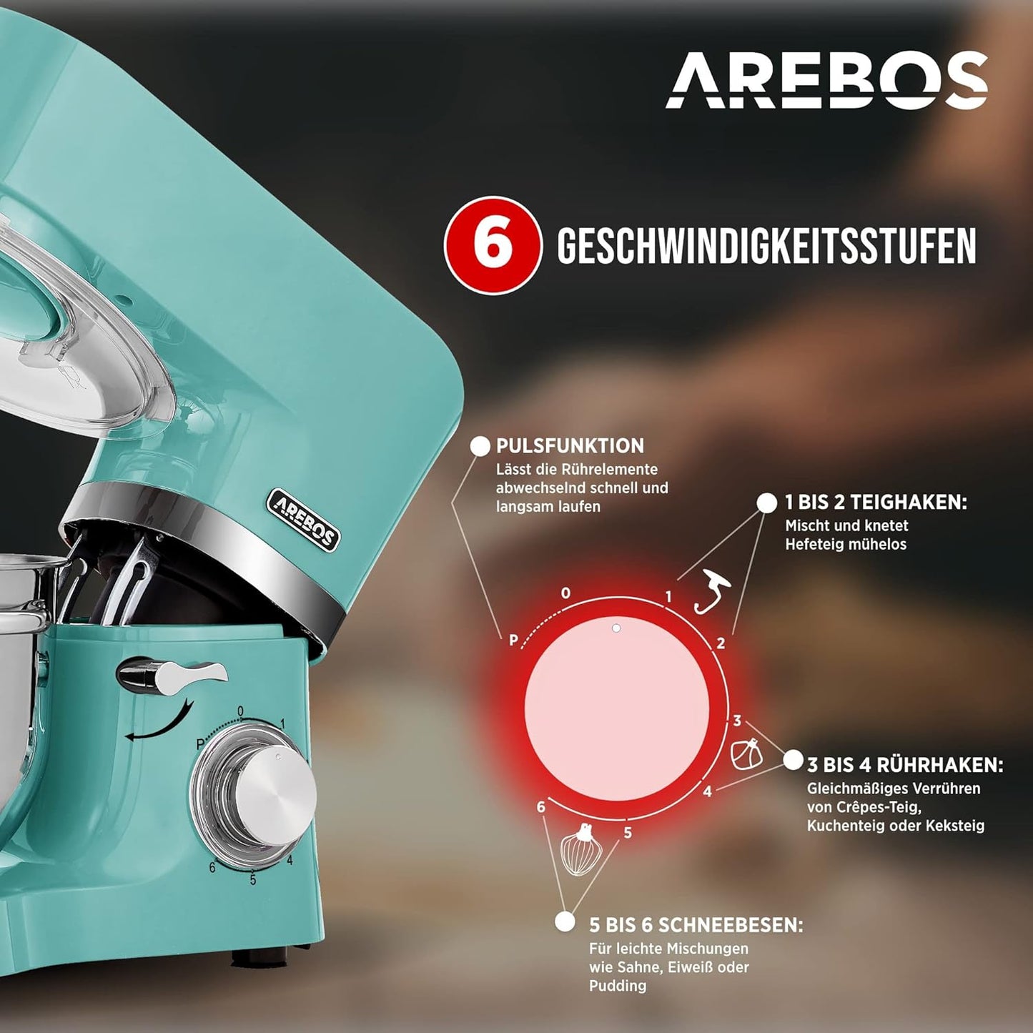 Multifunktionale Küchenmaschine, Türkis