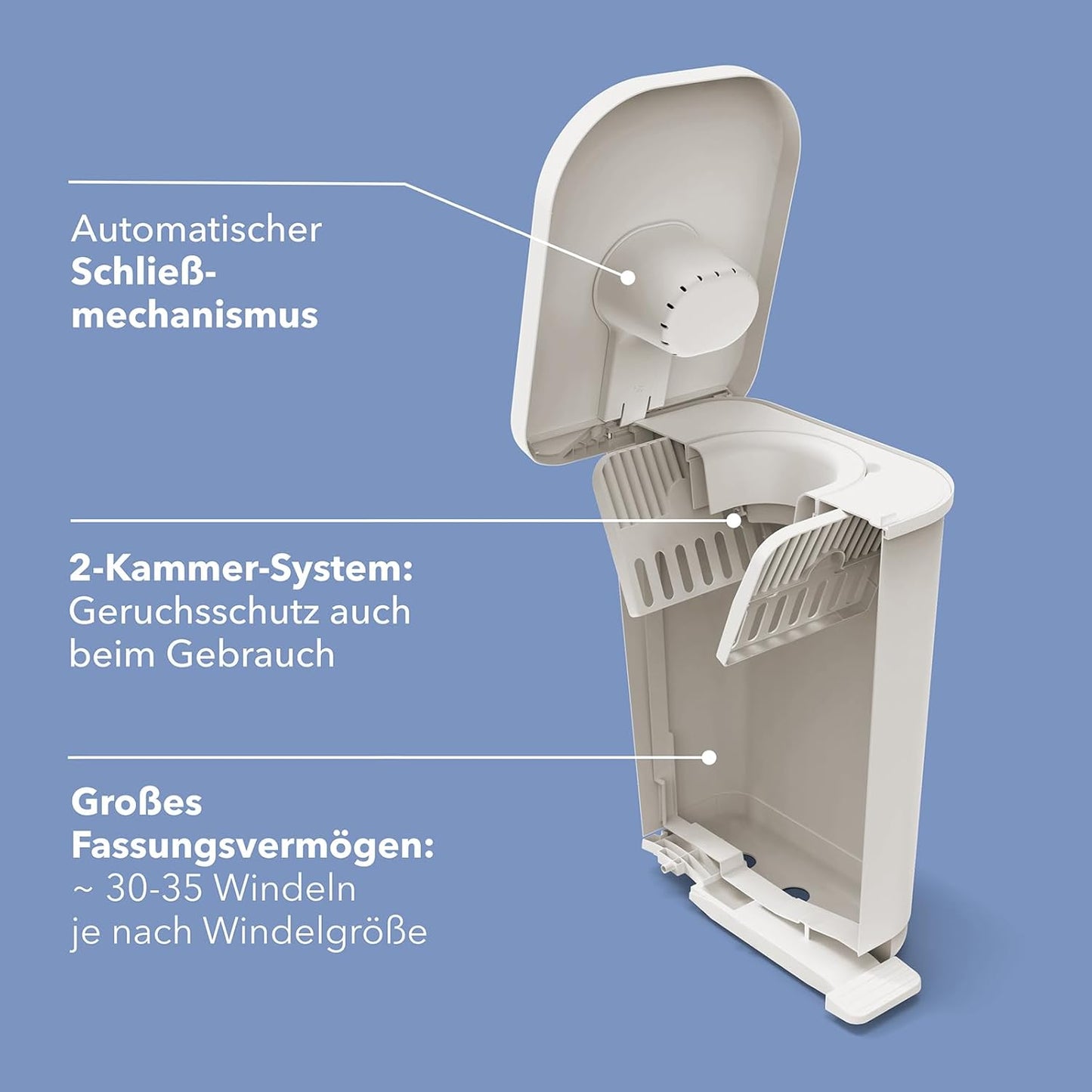 Yuma geruchsdichter Windeleimer mit Beuteln, grün Eimer & 30 Beutel