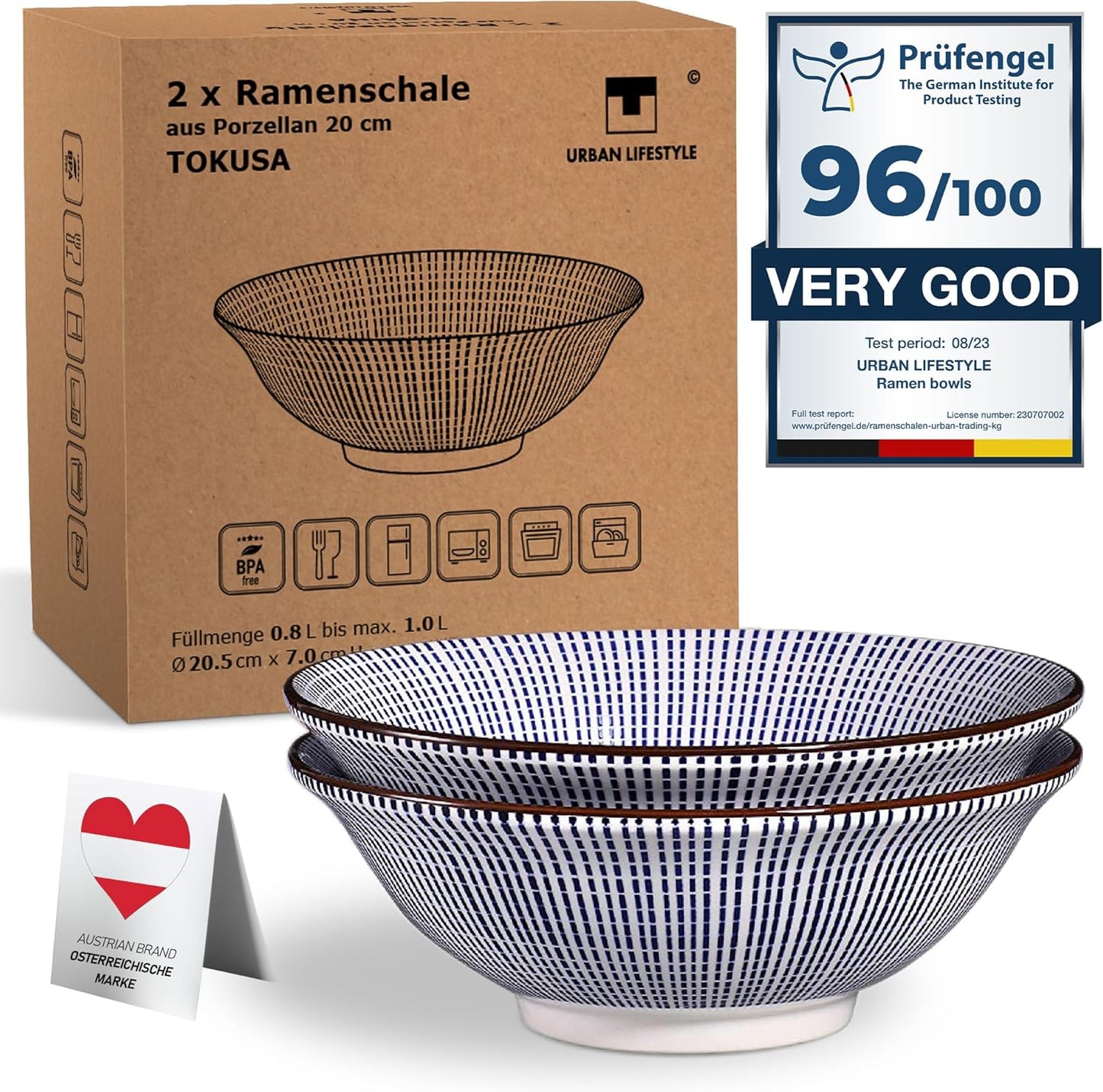 2er-Set Ramen-Schüssel, Tokusa 20,5 x 7cm