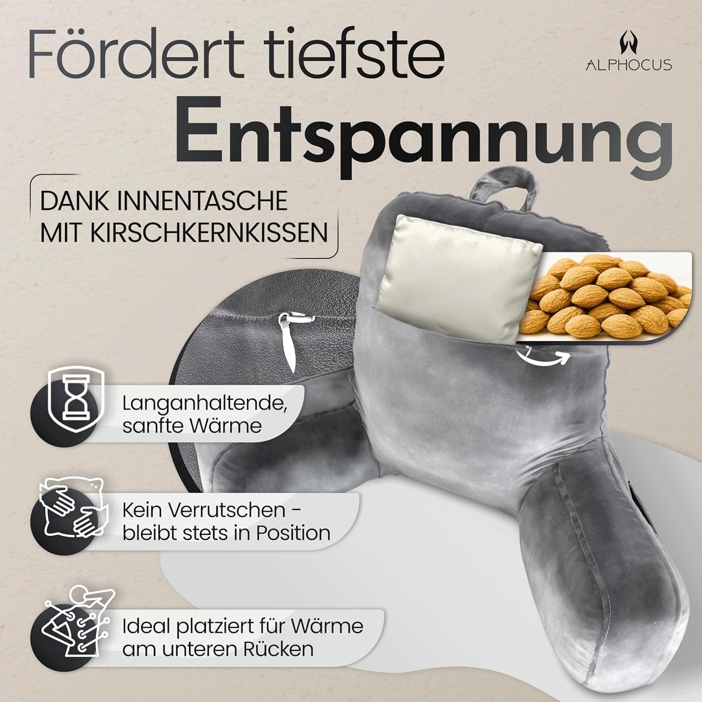 2 in 1 Lesekissen mit integriertem Kirschkernkissen
