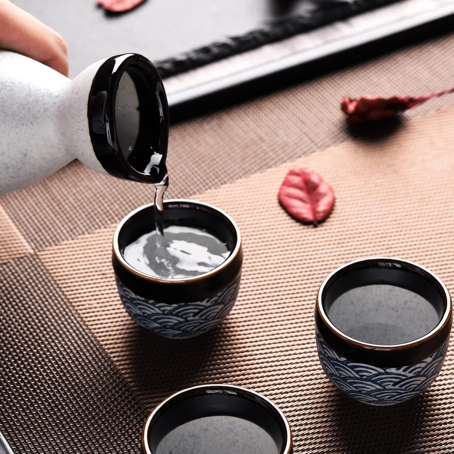 7-teiliges Sake-Set für heisse oder kalte Sake, Grau