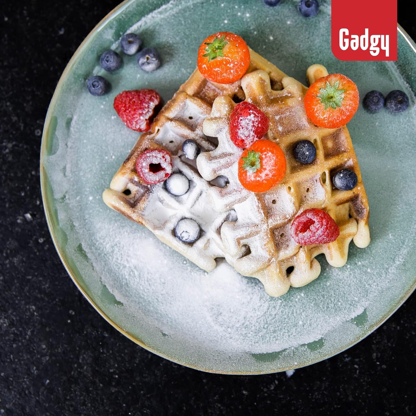 Belgisches Waffeleisen mit verstellbarer Temperatur, Rot