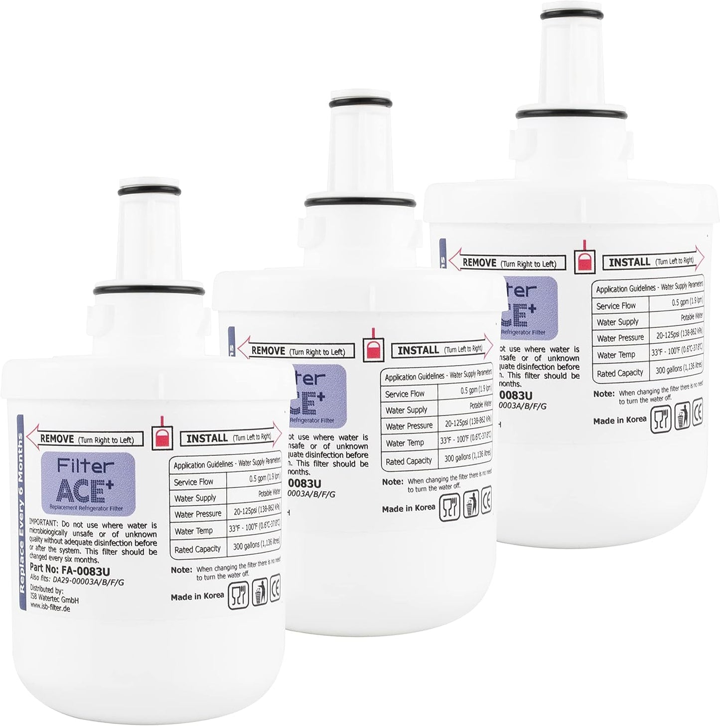 3x Kühlschrank Wasserfilter Ersatz (kompatibel mit Samsung), 3 Stück (1er Pack)
