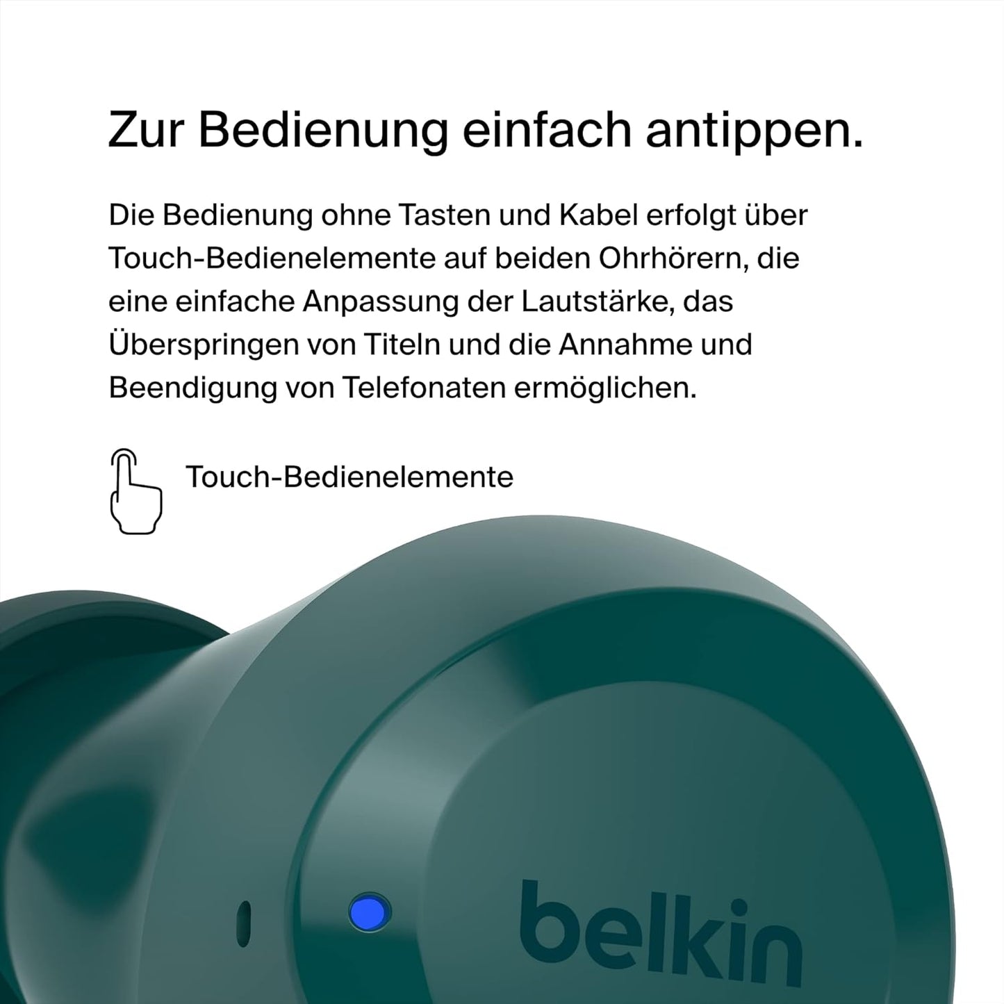 Bolt True Wireless In-Ear-Kopfhörer mit Mikrofon, Blaugrün