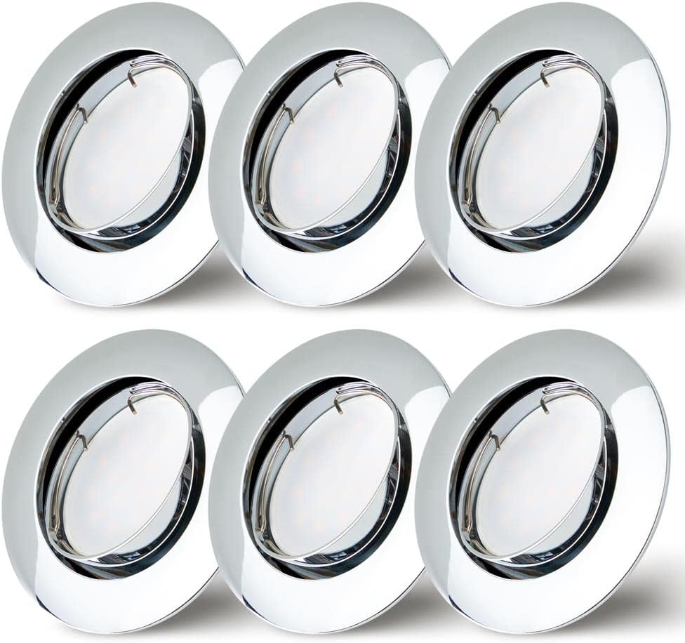 6er-Set Einbaustrahler, 6 Stück (1er Pack) Chrom