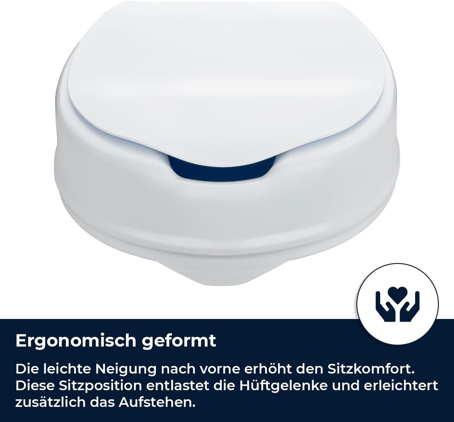 Toilettensitzerhöhung mit Deckel, 15 cm