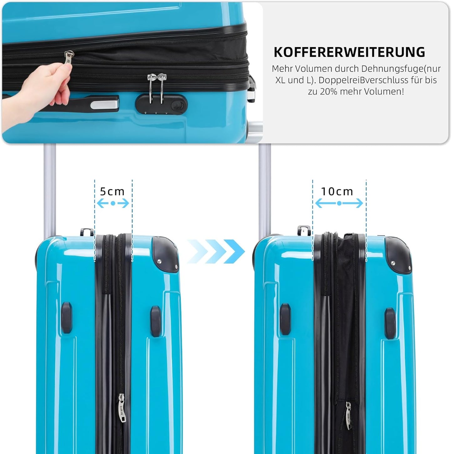 Hartschalen-Reisekoffer, Türkis L